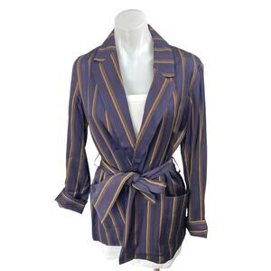 NEW Banana Republic Spencer Purple Striped Belted Long Sleeve Blazer Jacket XS